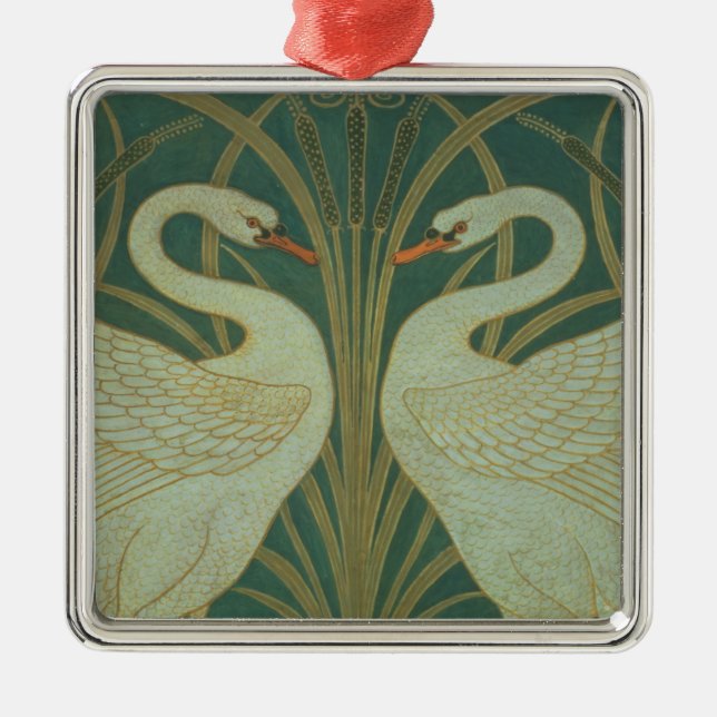 Tapetdesignen för panel av "svanen, rusar & Iris Julgransprydnad Metall (Framsidan)