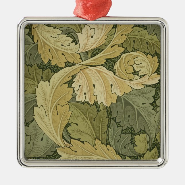 Tapetdesignen med acanthusen/skogsmark färgar, 1 julgransprydnad metall (Framsidan)