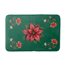 Tapete Banheiro Natal verde-Flores Vermelhas Badrumsmatta