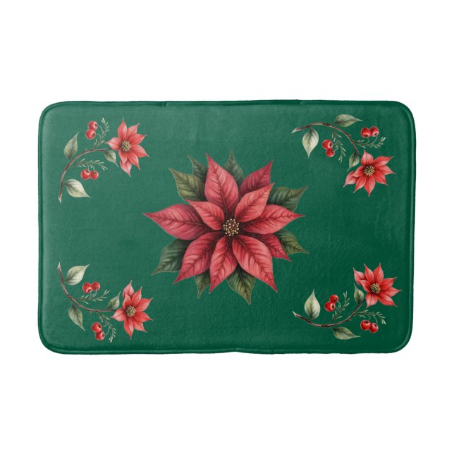 Tapete Banheiro Natal verde-Flores Vermelhas Badrumsmatta (Framsidan)