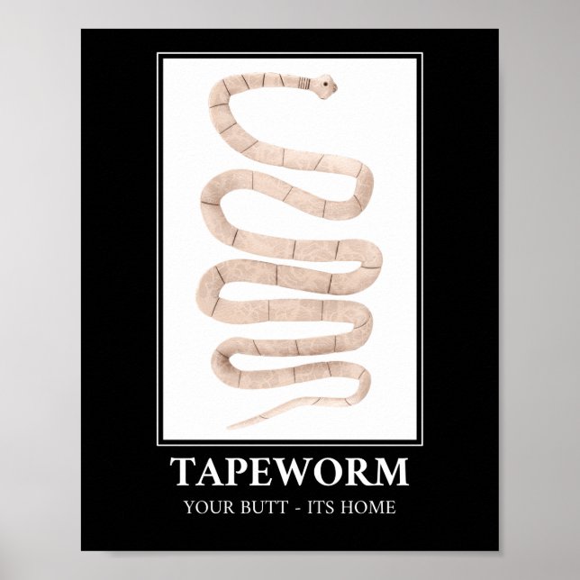 Tapeworm din knapp hemma poster (Framsidan)