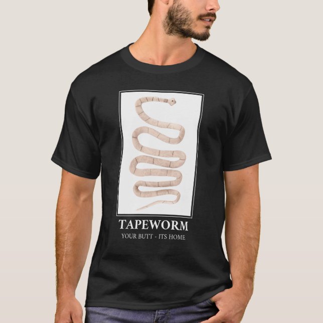 Tapeworm din knapp hemma t shirt (Framsida)