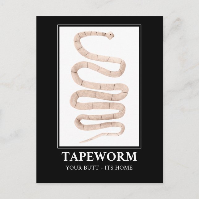 Tapeworm din knapp hemma vykort (Framsida)