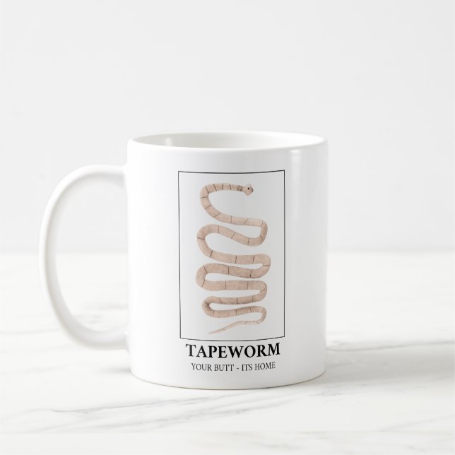 Tapeworm din knapp i hemmet kaffemugg (Vänster)