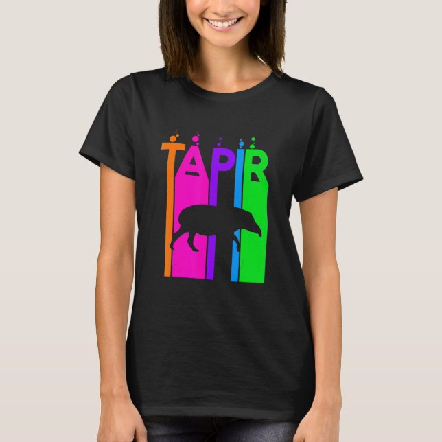 Tapir Animal Rainbow Bubble With Silhouette T Shirt (Framsida)
