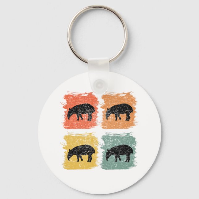 Tapir Animal Retro Pop Art Gift Nyckelring (Framsida)