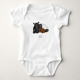 Tapir baby 1-biet-kroppsdräkt med baby namn t shirt