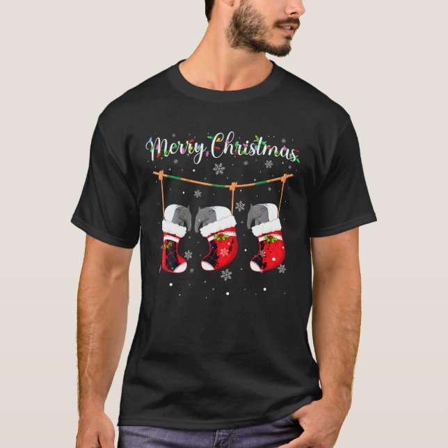 Tapir i Julafton Socks Funny Helgdag Ugly Sweater  T Shirt (Framsida)