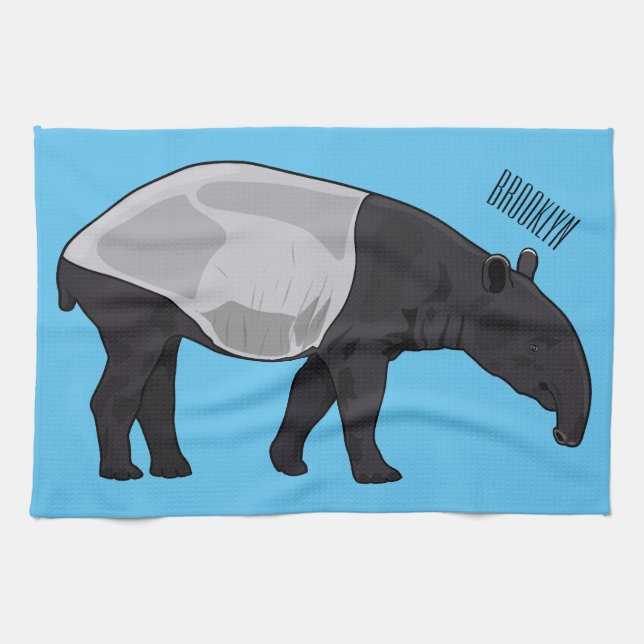 Tapir-illustration för tecknad kökshandduk (Horisontell)