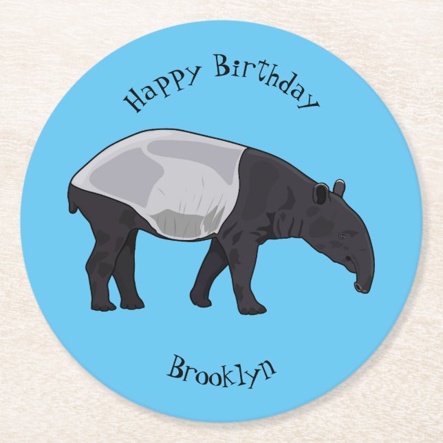 Tapir-illustration för tecknad underlägg papper rund (Framsidan)