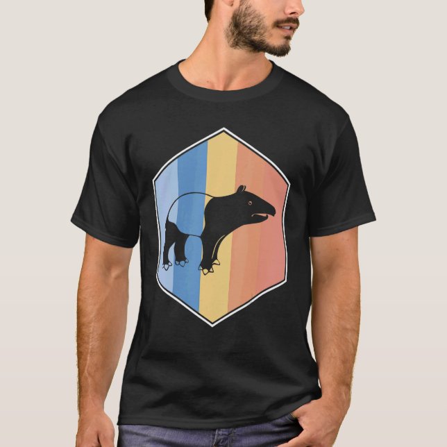 Tapir med Retro Färg i en hexagon T Shirt (Framsida)