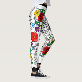 Tapis de fleurs au coquelicot leggings