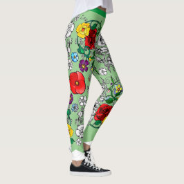 Tapis de fleurs au coquelicot leggings