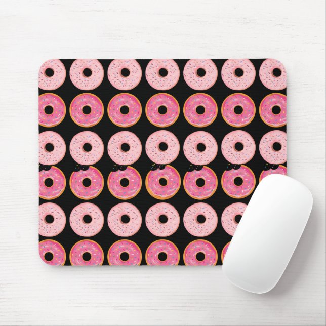 Tapis de souris Donuts Rose Tapis de souris noir Musmatta (Med mus)