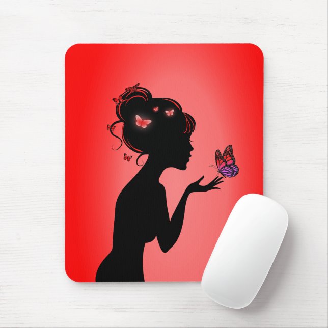 Tapis De Souris La femme papillons rouges Musmatta (Med mus)