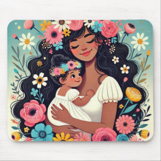 Tapis de souris maman et bebe fille musmatta