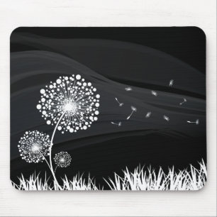 Tapis De Souris Pissenlit noir et blanc Musmatta