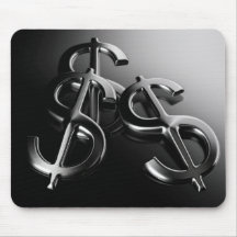 Tapis de souris sur fond noir finance et dollar