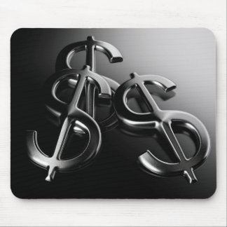 Tapis de souris sur fond noir finance et dollar musmatta