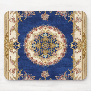 Tapis De Yoga motif bleu et doré Musmatta