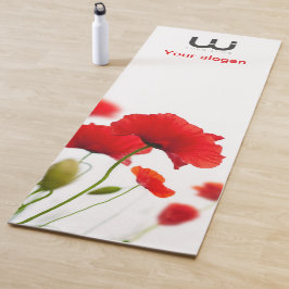 Tapis de yoga nature fleurs de coquelicot.