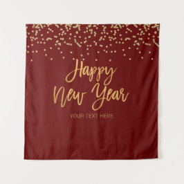 Tapiz Happy New Year gold text Backdrop banner