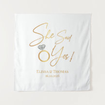 Tapiz Hon sa Ja! Engagerad bröllop Bakgrund baner