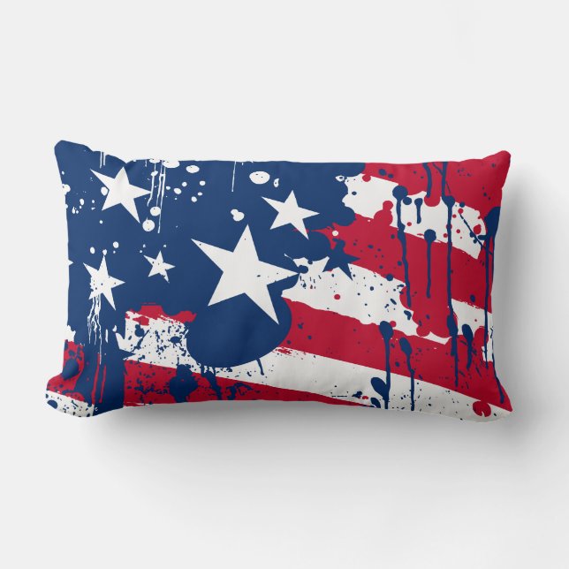Tappa stänkfärger Amerika som flagga kudder Lumbarkudde (Framsida)