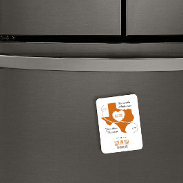 Tappat Orange Texas-kantband Spara datum Magnet