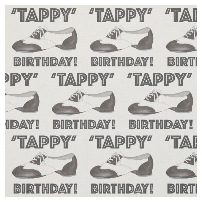 Tappy Birthday Dance Shoe Tapdance Black White Tyg (Provkarta)