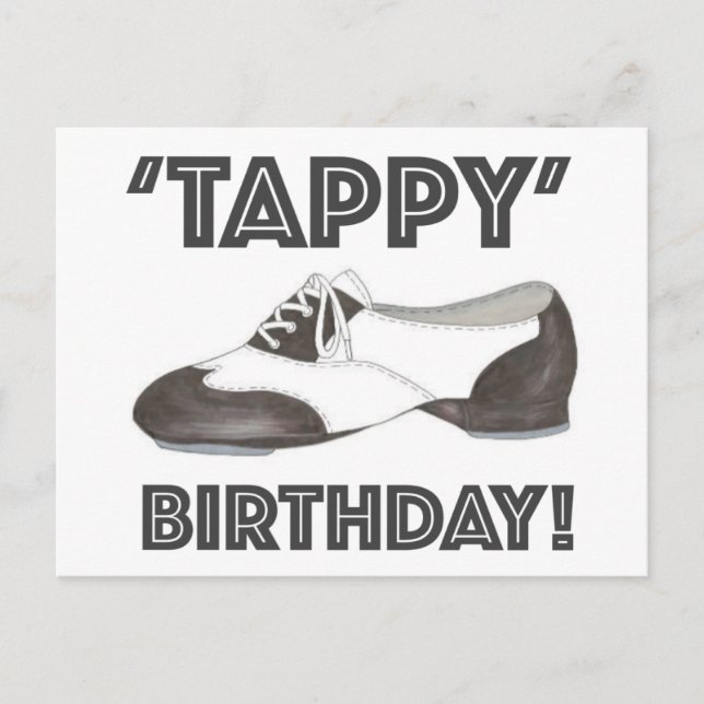 Tappy Birthday Tap Dance Skor Födelsedagsinbjudan Inbjudan Vykort (Framsida)