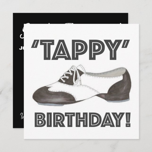 "Tappy" Grattis på födelsedagen Bday Tap Dance Sho Inbjudningar (Fram/baksida)