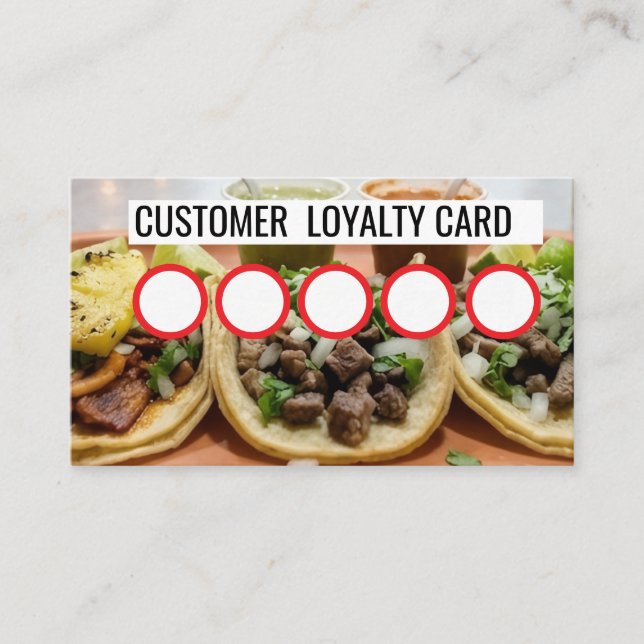 TAQUERIA - KANTKORT FÖR REGELBUNDA KUNDER VISITKORT (Framsida)