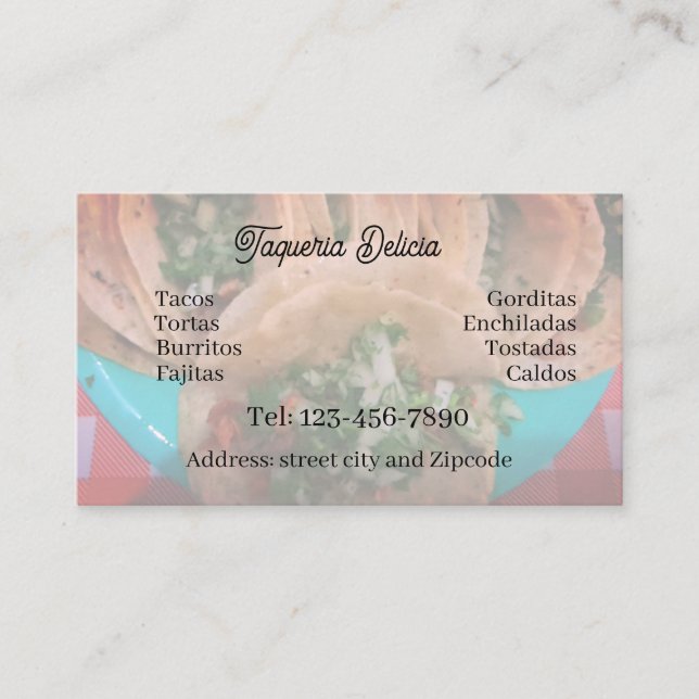 taqueria / restaurant editable card  visitkort (Framsida)