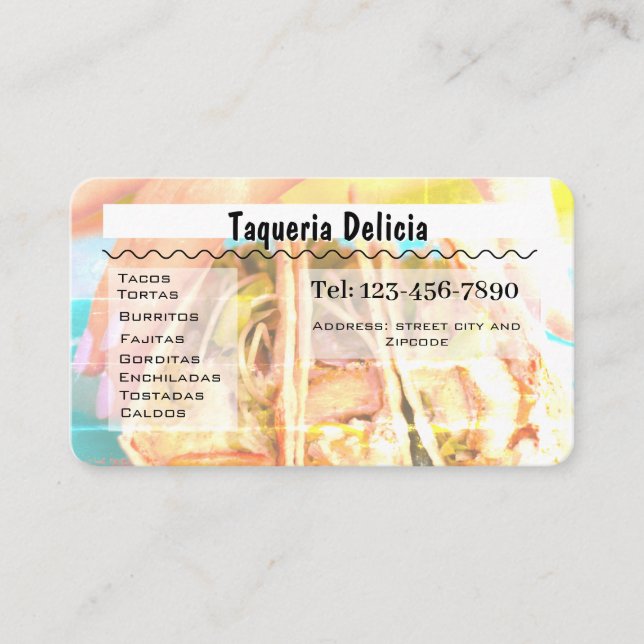taqueria / restaurant editable card  visitkort (Framsida)