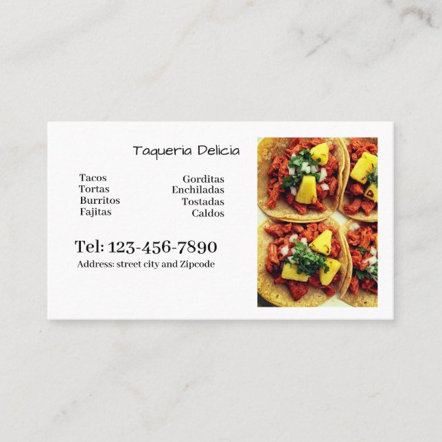 taqueria / restaurant editable card  visitkort (Framsida)