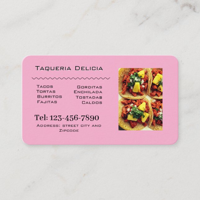 taqueria / restaurant editable card  visitkort (Framsida)