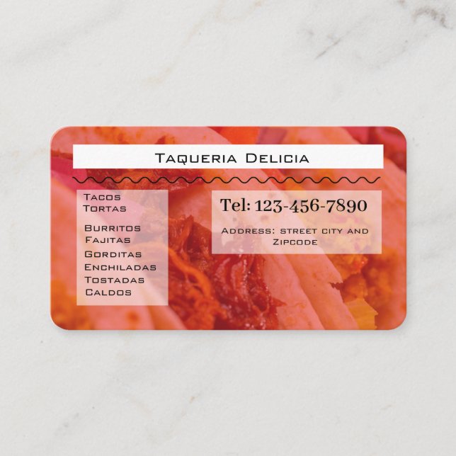 taqueria / restaurant editable card  visitkort (Framsida)
