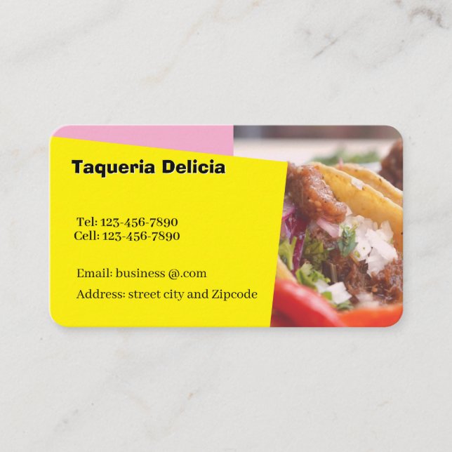 Taqueria / restaurant editable card  visitkort (Framsida)