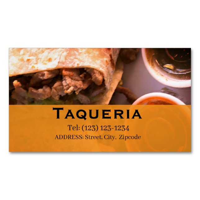 taqueria services editable   business card magnetiska visitkort (Framsida)