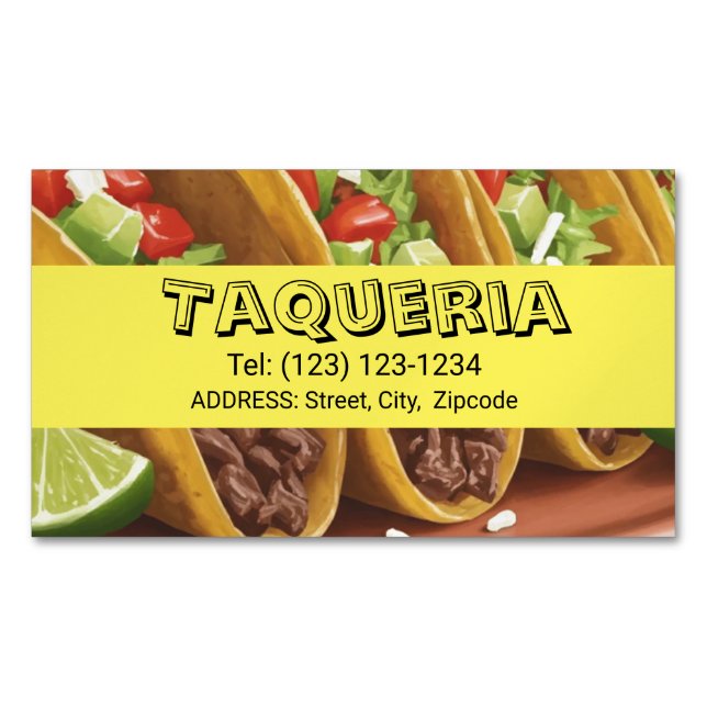 TAQUERIA  services editable   business card Magnetiska Visitkort (Framsida)