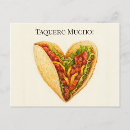 Taquero Mucho Heart Taco Valentine vykort