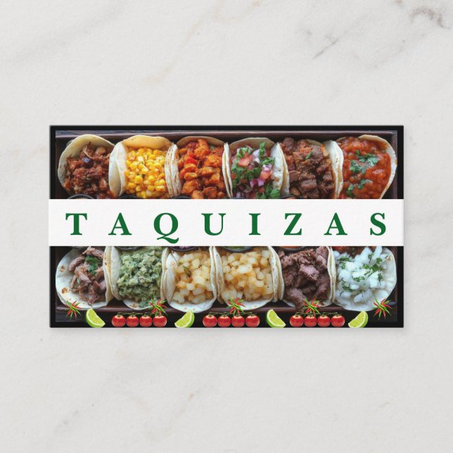Taquizas. Visitkort (Framsida)