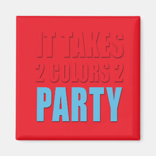 Tar 2 färger 2 partyblått: rött magnet