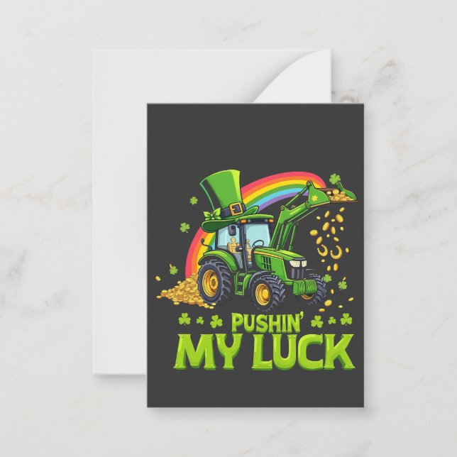 Tar chansen Rolig grävmaskin St. Patrick's Day Anteckningskort (Framsida)