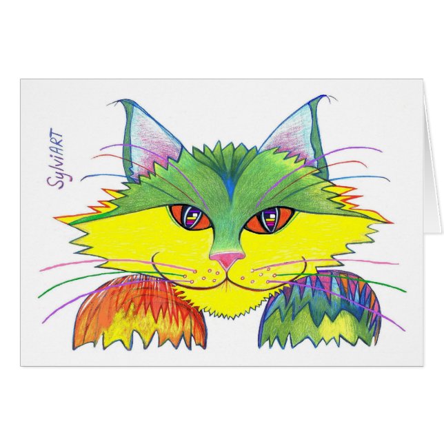 "Tar copyrightt på den Pesky katten", ©2003, Hälsningskort (Framsidan Horizontal)