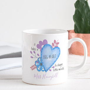 Tar en stor hjärta Citat Doodle Lila Personlig Kaffemugg