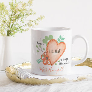 Tar en stor hjärta Citat Doodle Orange Personlig Kaffemugg