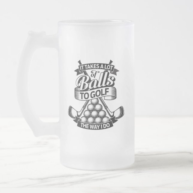 Tar mycket Bollar - roligt golf Frostat Ölglas (Vänster)