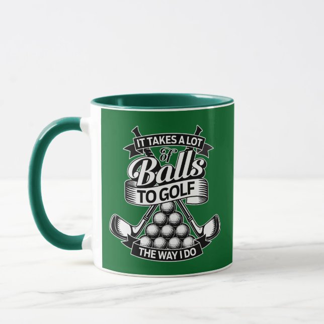 Tar mycket Bollar - roligt golf Mugg (Vänster)